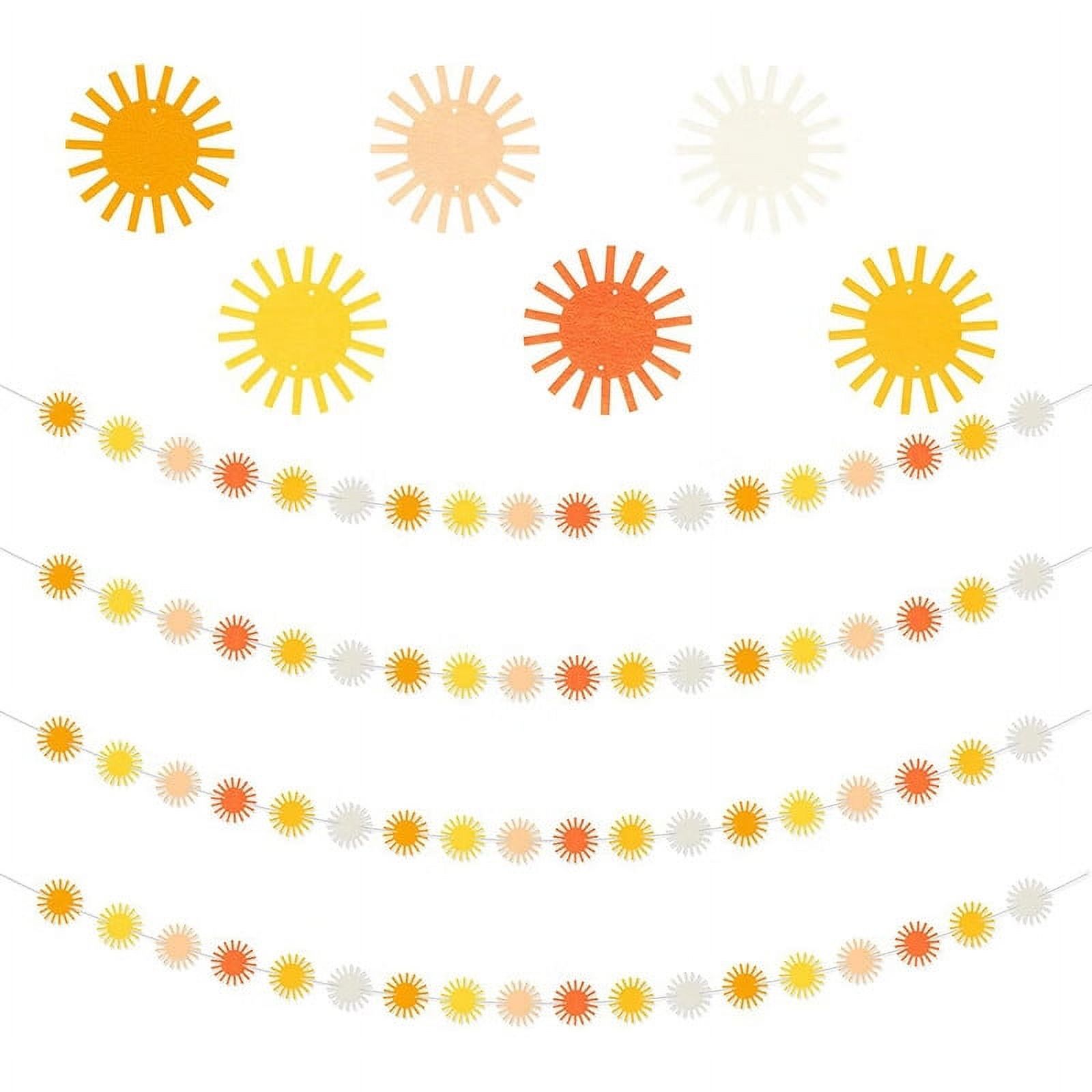 Cuteam Boho Sun Banners First Trip Around The Sun Birthday Decorations Felt Sun Flower Garland Kit Boho Sunshine Hanging Swirl for Indoor Outdoor 1st Birthday Baby Shower Favor Party Supplies Decor